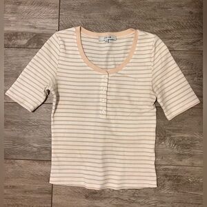 Joe's Jeans Beige and White Striped Top